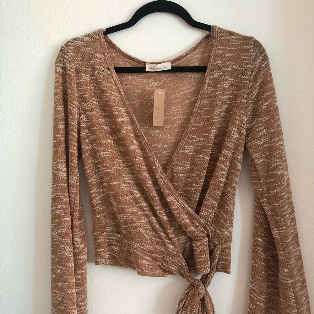 Irene’s Story light brown and white blouse